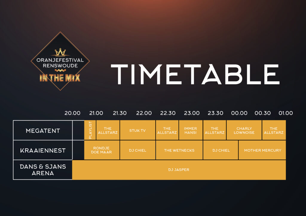 Timetable In The Mix. vrijdag 28 april
